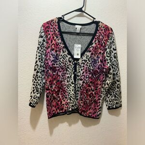Chico's Chitah Blossom Cardigan Sweater. Size 1